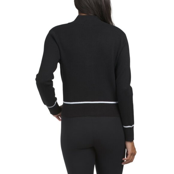 THEO & SPENCE Black Mock Neck Full Zip Sweater - Picture 2 of 2